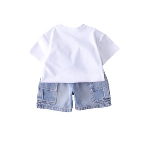 <span class=keywords><strong>Abbigliamento</strong></span> per Bambini, Set Estivo Trendy in Cotone per Ragazzini, Due Pezzi con Pantaloncini in Denim, Vendita all'Ingrosso - Product Image 5