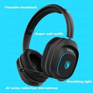 Cuffie Gaming Wireless Ergonomiche <span class=keywords><strong>SADES</strong></span> con Driver Dinamico, Microfono Rimovibile, Riduzione Rumore AI e Luci Dinamiche a Effetto Respirazione - Product Image 5