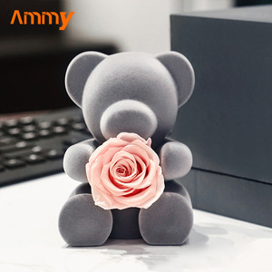 AM-PFG09B Ammy Saint Valentin Cadeau Poupée Bouquet De <span class=keywords><strong>Fleurs</strong></span> Flocage Ours Fleur Éternelle Ours Rose Ours Fleur Réservée dans une Boîte Cadeau - Product Image 5