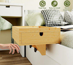 Tùy Chỉnh Duy Nhất Giường Bên Bảng Nổi Đầu Giường Tổ Chức Lưu Trữ Có Thể Điều Chỉnh Tre Cạnh Giường Ngủ Kệ Cho Giường Top Bunk - Product Image 5