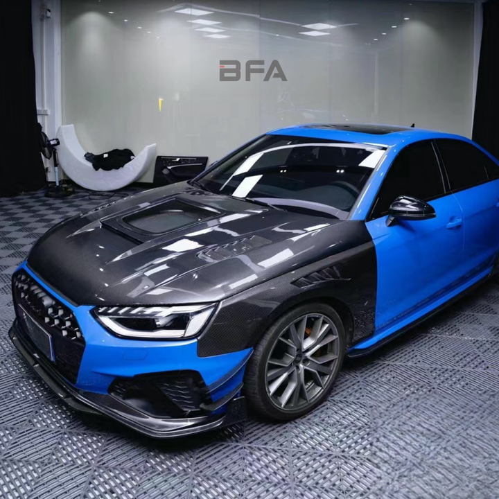 For Audi A4 S4  B9 Upgraded Carbon Fiber Fender Fender Hood Front Shovel Rear Spoiler Tail Wing Skirt Edge Blade