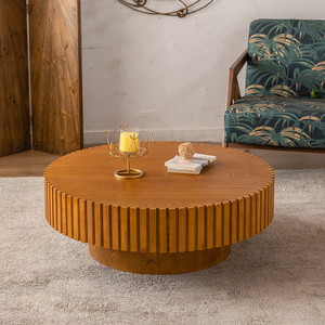 Nâu Trang Trí Trang Trại Cổ Điển Phòng Khách Gỗ Bàn Trà Cổ Điển Vòng Bàn Cà Phê Cho Nhà - Product Image 4