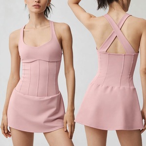 Falda deportiva YIYI con espalda cruzada y pantalones cortos incorporados, control <span class=keywords><strong>de</strong></span> abdomen, secado rápido, para yoga, running y tenis, con almohadillas - Product Image 1