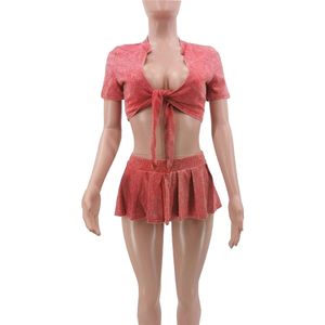 Conjunto de 2 Piezas de Moda 2026 para Mujer, Sexy, con Efecto Desgastado, Chaqueta y <span class=keywords><strong>Falda</strong></span> (con Pantalones de Seguridad Internos) - Product Image 2