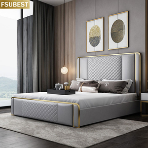 U-best Luxury Designer Style Twin Bed Frame Up-Holstered Madera Muebles de dormitorio 2 Personnes Lit Cama Yatak Letto Letti - Product Image 4