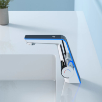 Robinet de salle de bain chromé avec affichage numérique LED, sans contact, hygiénique, à capteur intelligent pour lavabo, mitigeur automatique à capteur