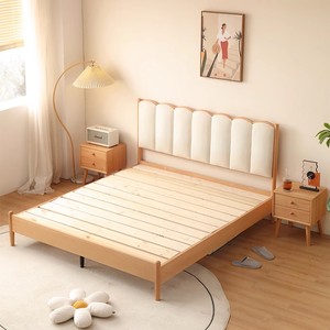 Cama Moderna Minimalista de Madera Maciza con Cabecera Tapizada Curva, OEM ODM, para Proyectos de Hoteles y Apartamentos, Tamaño y Color Personalizables - Product Image 6
