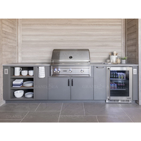 Dapur BBQ Terbuka dari Baja Tahan Karat 304 dengan Pemanggang Gas, Oven Pizza, Kabinet Penyimpanan Tahan Cuaca untuk Pesta di Teras
