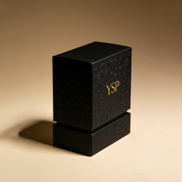 Boîte rigide personnalisable avec logo noir floral en relief, conteneur haut de gamme avec dorure à chaud pour parfums et soins de la peau