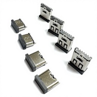 Connecteur femelle USB Type-C 6P, montage vertical SMD, capuchon en cuivre, marque LCP JLC, prise de charge, contacts nickelés, réceptacle 5V