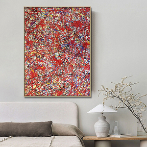 Moderno fatto a mano in bianco e nero parete arte Pollock stile a goccia riproduzioni di pittura a olio astratta per la decorazione della casa - Product Image 5