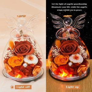 Rose éternelle véritable en verre avec figurines d'anges – Fleurs fraîches pour grand-mère, sœur, épouse, elle, de la part de sa fille - Product Image 3