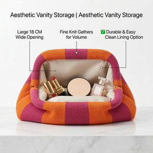 SHINY Borsa a tracolla a righe in maglia grossa con logo personalizzato, <span class=keywords><strong>pochette</strong></span> cosmetica a nido d'ape per viaggi - Product Image 5