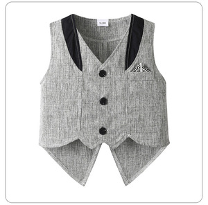 Conjunto Formal para Niños Primavera-Otoño 2025, Nuevo Chaleco de Esmoquin Gris, Ropa de Fiesta de Cuatro Piezas con Diseño de Logotipo - Product Image 3