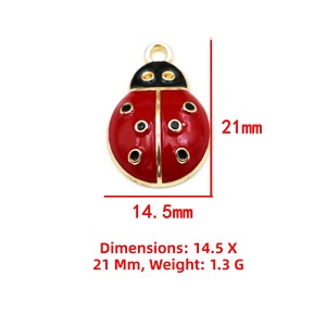 Accessoires <span class=keywords><strong>de</strong></span> décoration en forme <span class=keywords><strong>de</strong></span> coccinelle à sept points avec pendentif goutte d'huile, porte-clés, fermoir mousqueton, pour sacs, bijoux, colliers et téléphones portables - Product Image 4