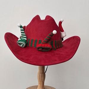 Nouveau Chapeau de Cowboy de Noël DIY pour Fêtes et Spectacles, Motif Cœur Pêche - Product Image 3