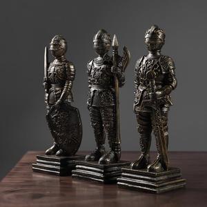 Scultura in Resina di <span class=keywords><strong>Cavaliere</strong></span> in Bronzo, Modellino Vintage di Soldato Romano - Product Image 2