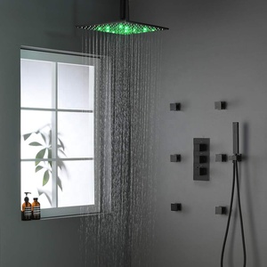 Ensemble de <span class=keywords><strong>douche</strong></span> thermostatique ORB 16 pouces avec pommeau de plafond LED, mitigeur pluie, triple commande et 6 jets latéraux pour salle de bain - Product Image 5
