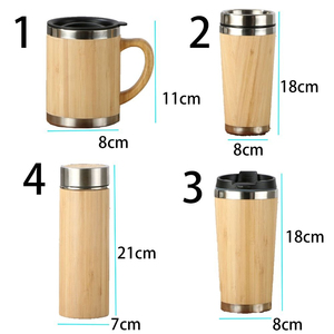 Gobelet isotherme en acier inoxydable, tasse de voyage en bambou, double paroi, anti-fuite, pour le bureau, cadeau - Product Image 4