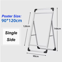 Panneau publicitaire pliable double face en forme de A, robuste, avec glissière latérale, pour l'affichage d'affiches publicitaires