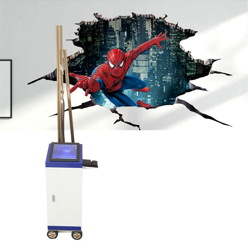 Mesin Lukisan Mural, Printer Tembok Vertikal 3D Uv dengan Tx800/Dx7/4720 untuk Cetak Dinding Kayu Kaca Logam dan Dinding