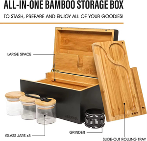 Tre Stash Box với phụ kiện cán khay mùi bằng chứng tre Stash Box <span class=keywords><strong>Kit</strong></span> Set Organizer - Product Image 3