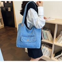 Sac à bandoulière en jean grande capacité pour étudiante, sac d'école en nylon, sac à main à une épaule pour fille
