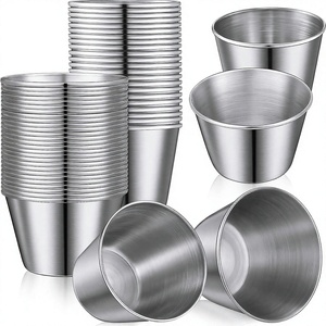 Tazas de Salsa Reutilizables de Acero Inoxidable de Primera Calidad al por Mayor, Mini Recipientes para Condimentos, para Servir Aperitivos Individuales - Product Image 1