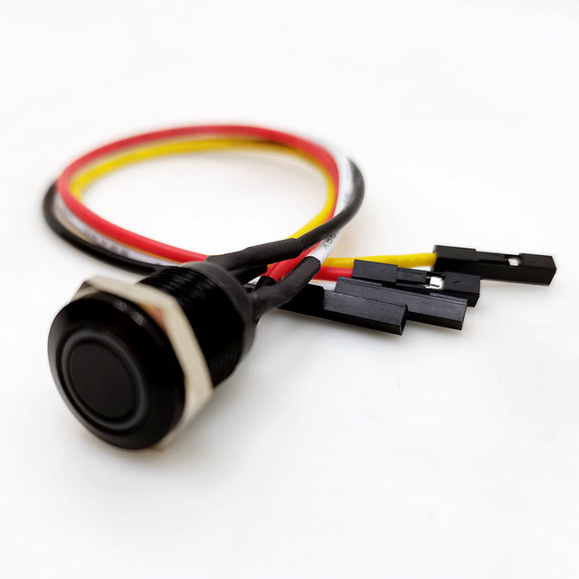 Waterproof 12mm 5v LED Motherboard Black Metal Push Button Switch Momentary Computer Power Buttons W/ 50cm Wire