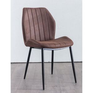 Offre Spéciale nouvelle arrivée pieds en métal enduit de poudre noire mate chaise de salle à manger en velours gris avec utilisation de table pour l'application de café - Product Image 5