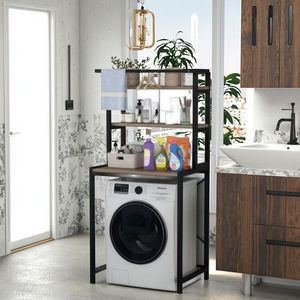 Étagère <span class=keywords><strong>de</strong></span> machine <span class=keywords><strong>à</strong></span> laver peu encombrante pour balcon chambre ou salle <span class=keywords><strong>de</strong></span> bain porte-manteau et support <span class=keywords><strong>de</strong></span> rangement - Product Image 5