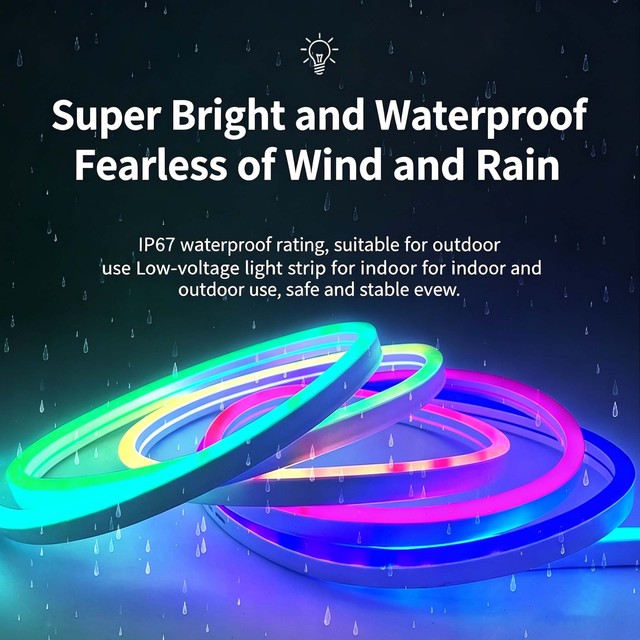 DC12V Addressable RGB LED Neon Strip 6*12mm 8*16mm IP67 Waterproof Flexible LED Neon Rope Light