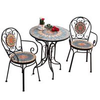 Ensemble de table et chaises de balcon en fer de style européen, trois pièces, pour cour extérieure, table et chaises de thé en mosaïque pour le loisir