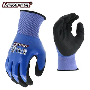 MaxiPact Have visibility safety gloves hand job nitrile sandy coated safety work gloves