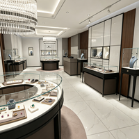 Design d'intérieur moderne pour bijouterie de luxe, vitrine de présentation de bijoux en verre sur mesure, solution complète pour la boutique