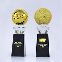 Trophée de football et de basketball en cristal couleur or, argent, bronze, plaque de récompense MH-T73