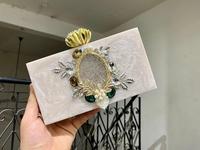Pochette de soirée de luxe ornée d'embellissements, imperméable, avec fermeture éclair |   Sacs à main de créateur artisanaux incrustés de coquillages floraux pour la vente en gros aux boutiques
