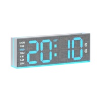 Holzmaserung Heimdekoration Elektronische LED Minimalistische Digitale Großdisplay-Tischuhr USB-Radio Multifunktions-Ambientelicht für