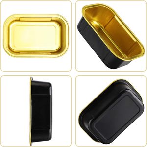 Barquette alimentaire jetable C1000 noire et or, 1000 ml, compatible micro-ondes et four, pour cuisson et emballage alimentaire, boîte rectangulaire en aluminium avec couvercle - Product Image 3