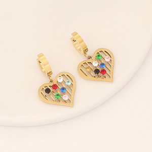 Pendientes de acero inoxidable para mujer, aretes de oro de 18k, inoxidable al por menor - Product Image 6