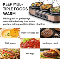 Cuisinière lente électrique portable 1,5 L à trois compartiments, 3 pots, soupe, ragoût, réglages automatiques, étanche pour un usage domestique