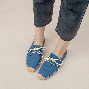 Zapatillas de Lona con Cordones y Punta Cerrada para <span class=keywords><strong>Mujer</strong></span>, Suela Tejida de Yute Natural, Antideslizantes, Casuales, para Caminar, Calzado Diario - Product Image 4