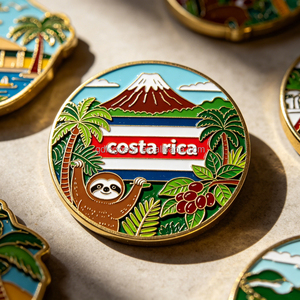 Aimant de réfrigérateur personnalisé <span class=keywords><strong>en</strong></span> émail plaqué or, souvenirs de voyage du <span class=keywords><strong>Costa</strong></span> <span class=keywords><strong>Rica</strong></span>, jaguar, tapir, volcan, forêt tropicale, aimant <span class=keywords><strong>en</strong></span> métal - Product Image 3