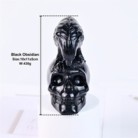 New Product Healing Black Obsidian Handmade Figurines Crystal Skulls Crafts Black Obsidian Raven Skulls