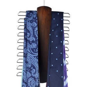 Premium Wooden Necktie and Belt <b>Hanger</b> Walnut Wood Center Organizer Storage Rack with Non-Slip Finish-20 Hooks - Product Image 1
