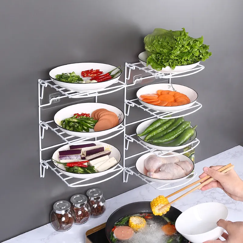 Obst Gemüse korb Teller halter Rack Faltbarer Aufbewahrung organisator für Home Kitchen Dish Drying Rack 3 & 4 Tier Metal