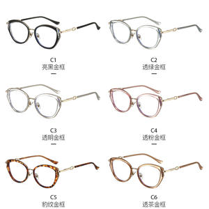 Nouvelles montures de lunettes œil-de-chat avec embellissements en strass, protection anti-lumière bleue, monture complète, verres en acétate, origine Taizhou - Product Image 5