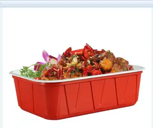 Red PP Material Take Away Disposable Microwave Food Container with clear Lid