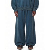 Pantalon de jogging ample vintage uni unisexe 365g en molleton lavé avec cordon élastique, décontracté, personnalisable en gros