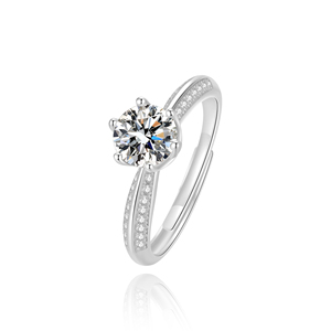 Trendy op maat gemaakte 925 sterling zilveren verlovingsringen met briljant geslepen moissanite voor vrouwen - Product Image 1